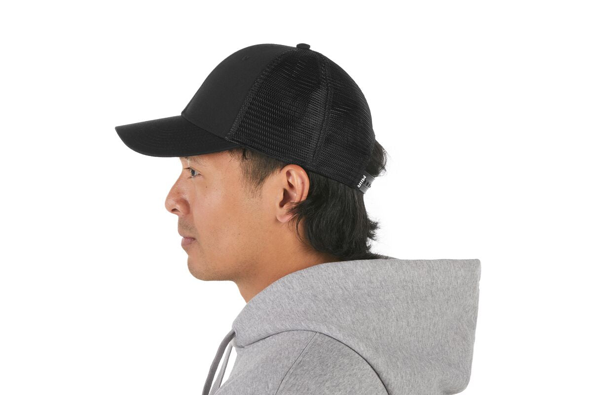 recycled-poly-low-profile-trucker-hat-z7 WebPDP-HAT002002_Recycled_Poly_Low_Profile_Trucker_Hat_Black_Studio_Harper_Studios_0723_Back__HAT002002OS.jpg