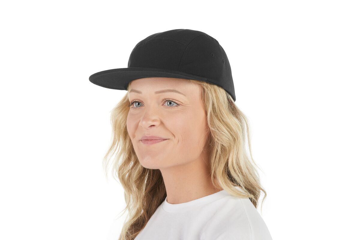 recycled-poly-flat-brim-5-panel-hat-o8 WebPDP-HAT003002_Recycled_Poly_Flat_Brim_5Panel_Hat_Black_Studio_Harper_Studios_0723_Front_2__HAT003002OS.jpg