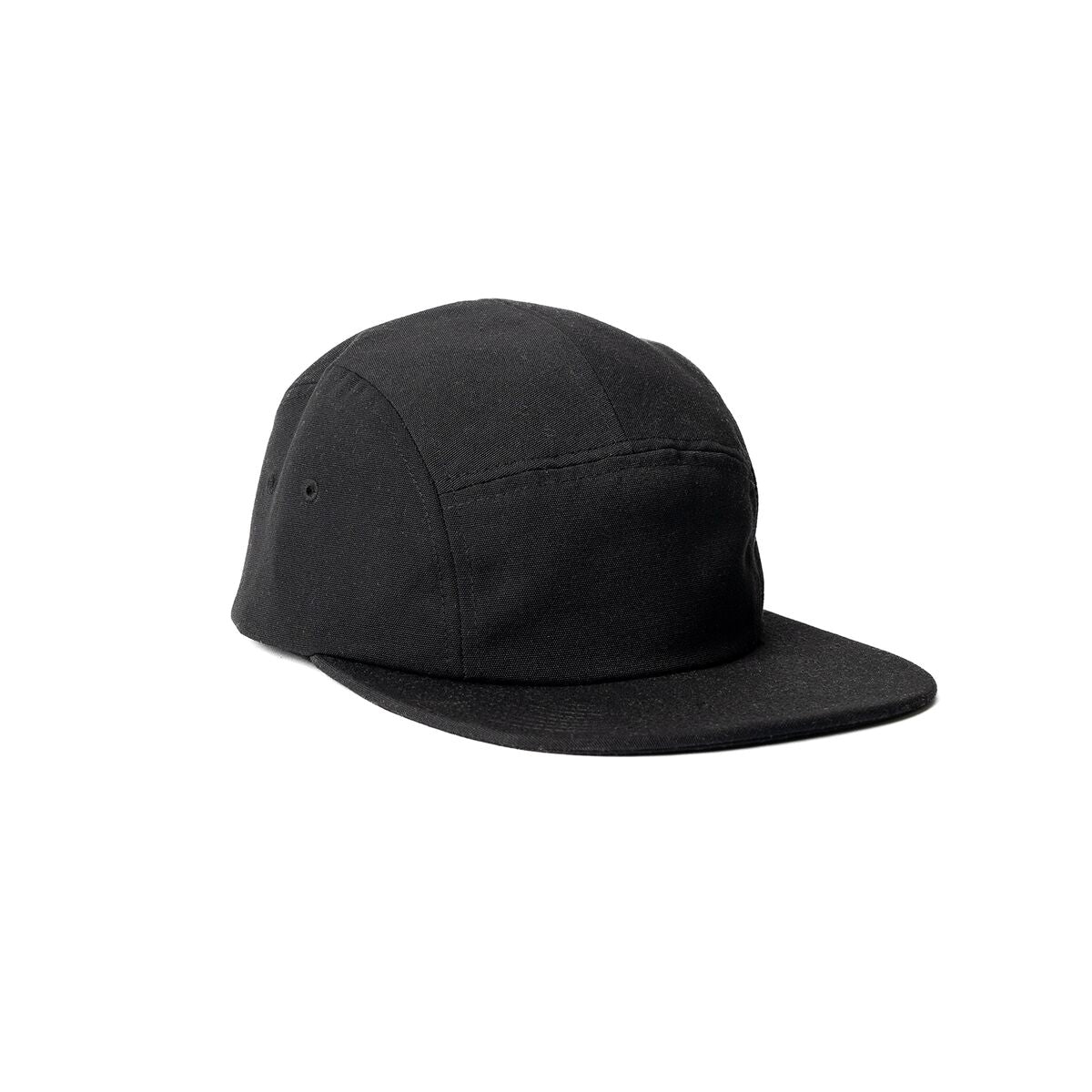 recycled-poly-flat-brim-5-panel-hat-o8 Web_PDP-FlatBrim5PanelHat_Studio_Front_Black.jpg